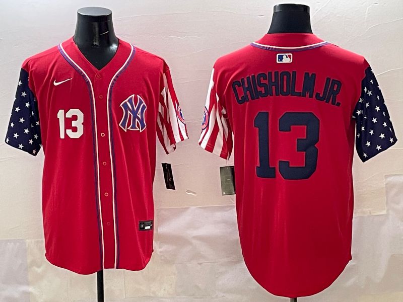 Men New York Yankees 13 Chisholm jr Red a generation of national flags Jointly Name 2025 Nike MLB Jersey style 2